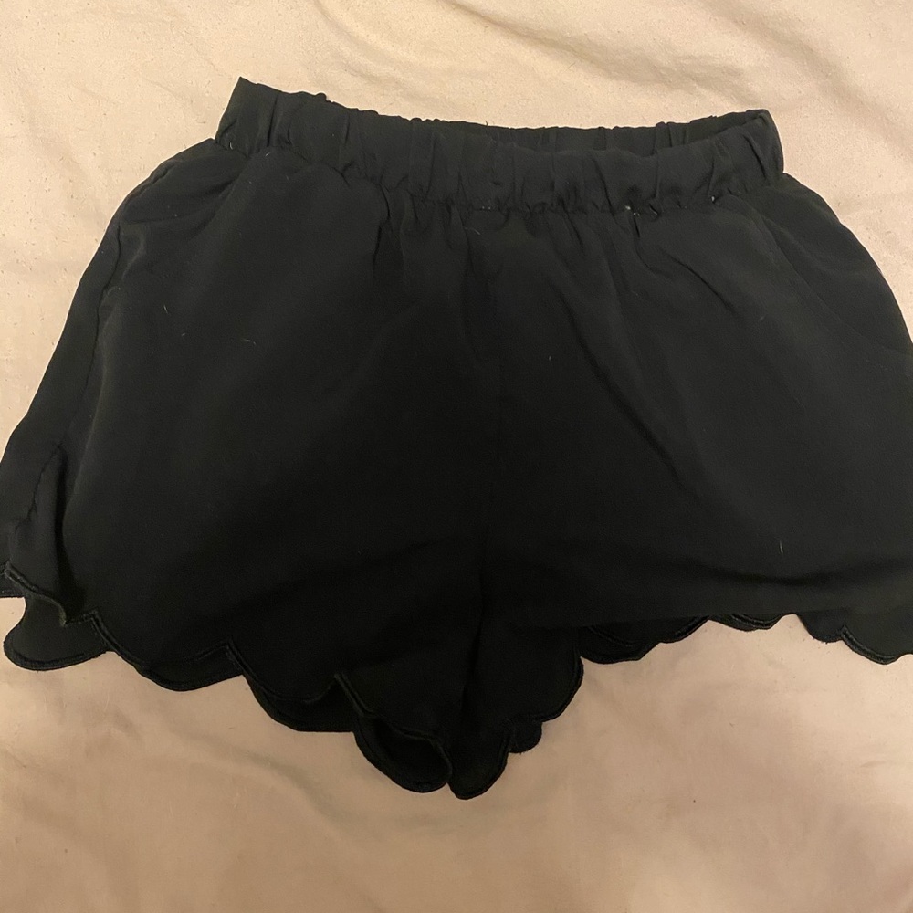Black scalloped edge shorts